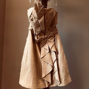 Gold Strapless Mini Cocktail Dress